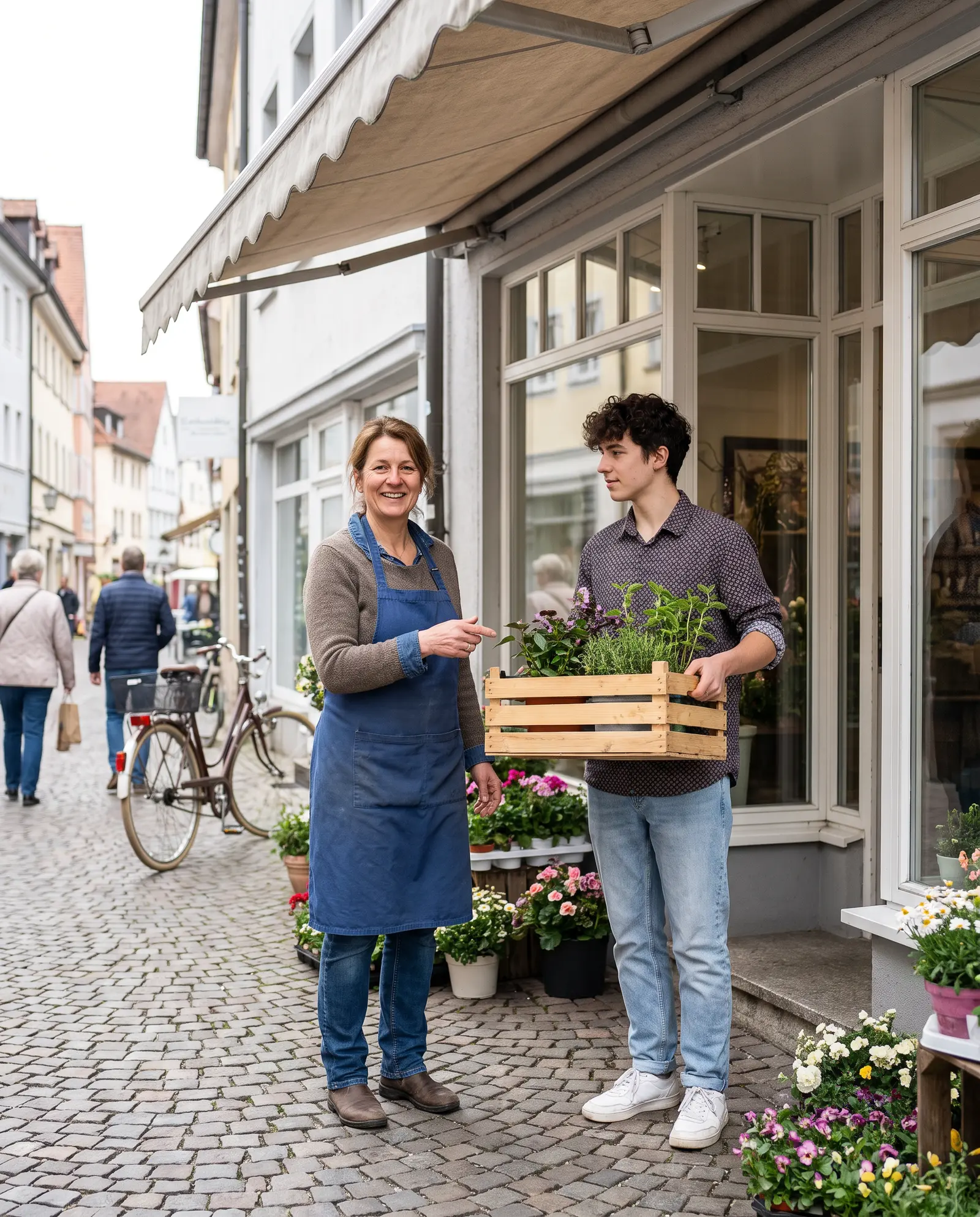 Zwei Förderer vor ihrem Betrieb in der Region